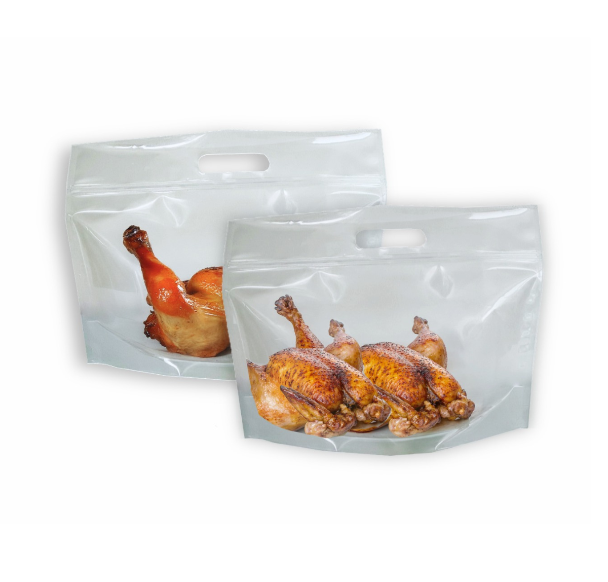 BOLSA STAND UP POUCHE TRANSPARENTE CON ZIPPER PARA ALIMENTOS CALIENTES